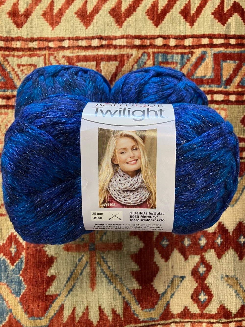 3 x New Red Heart Boutique Twilight Acrylic Yarn Blue, Navy & Purple Super Bulky